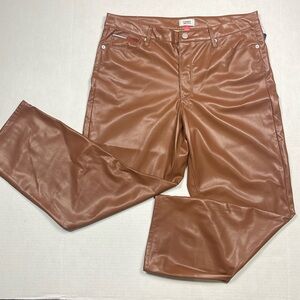 NWT Tommy Jeans Tommy Hilfiger Brown Faux Leather Dickinson Pants  SZ 32